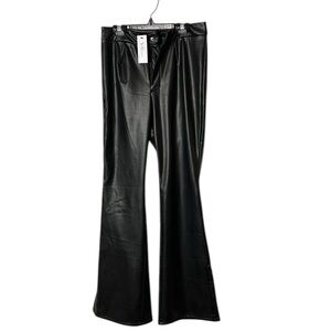 Black Faux Leather Pants,Sm, flare bottoms,
NWT, side slit,club,whimsigoth